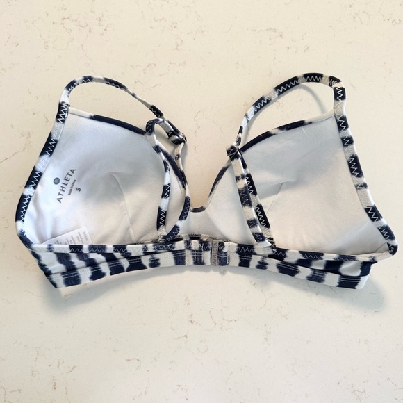 Athleta Tie Dye Wave Break Swim Top S White Blue - Picture 4 of 8